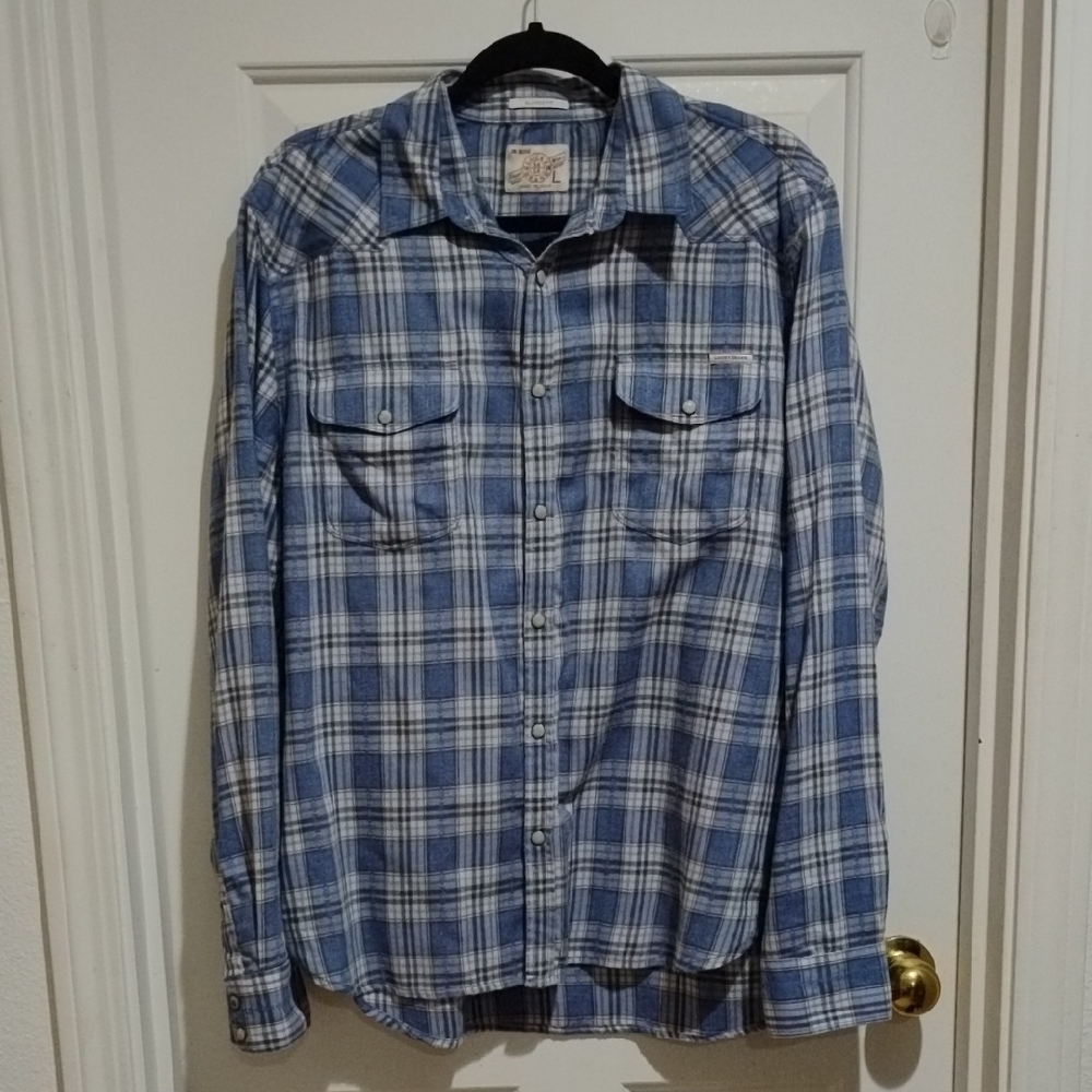 Lucky Brand Blue and White Plaid Casual Shirt
